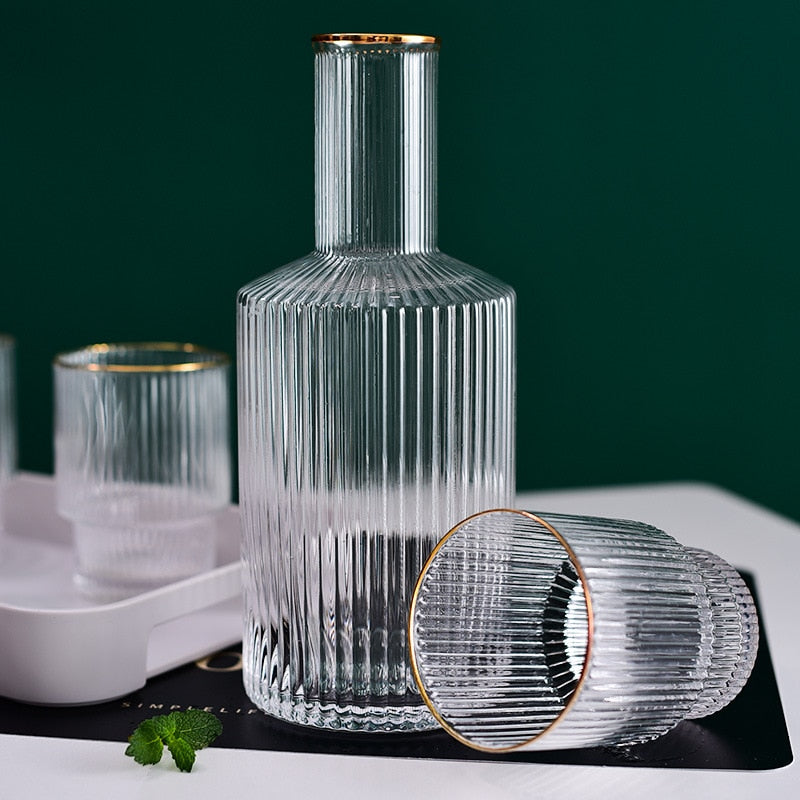 800ml/ 1500ml Stylish Crystal Glass Water Jug & Glasses