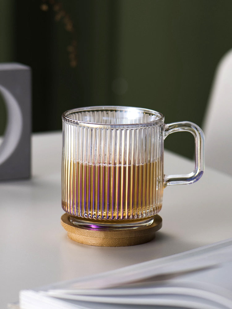 350ml Glass Cup With Bamboo Lid