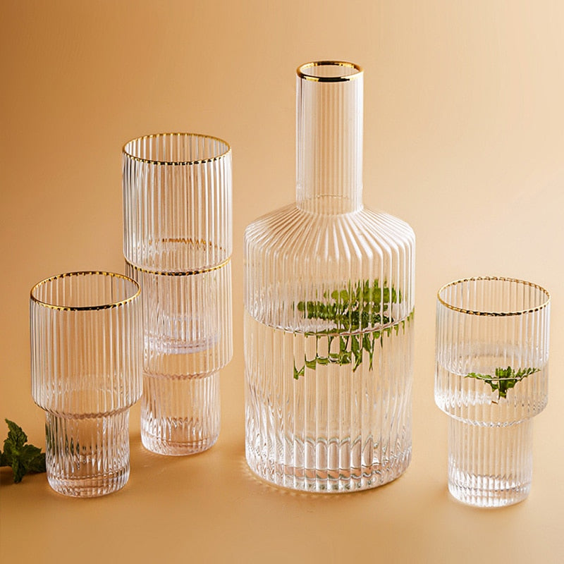 800ml/ 1500ml Stylish Crystal Glass Water Jug & Glasses