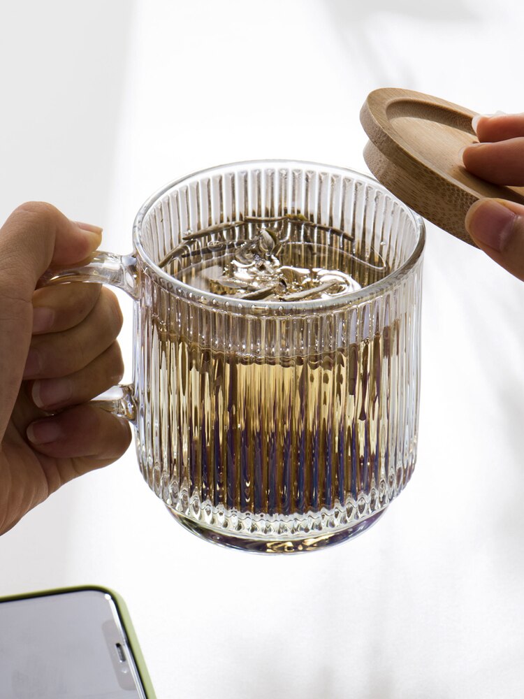 350ml Glass Cup With Bamboo Lid