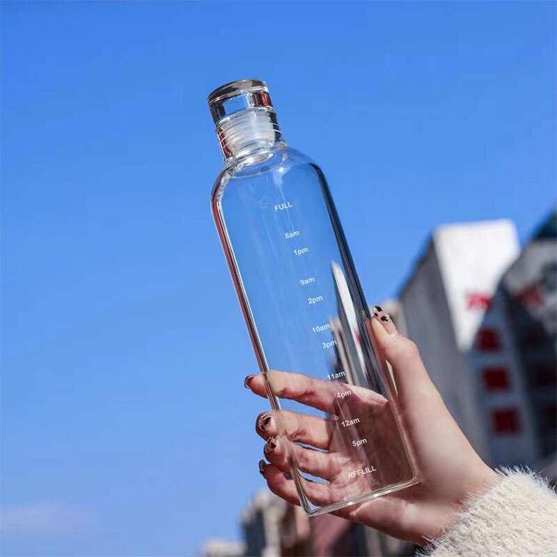 700ml Transparent Plastic Water Bottle with Time Scale