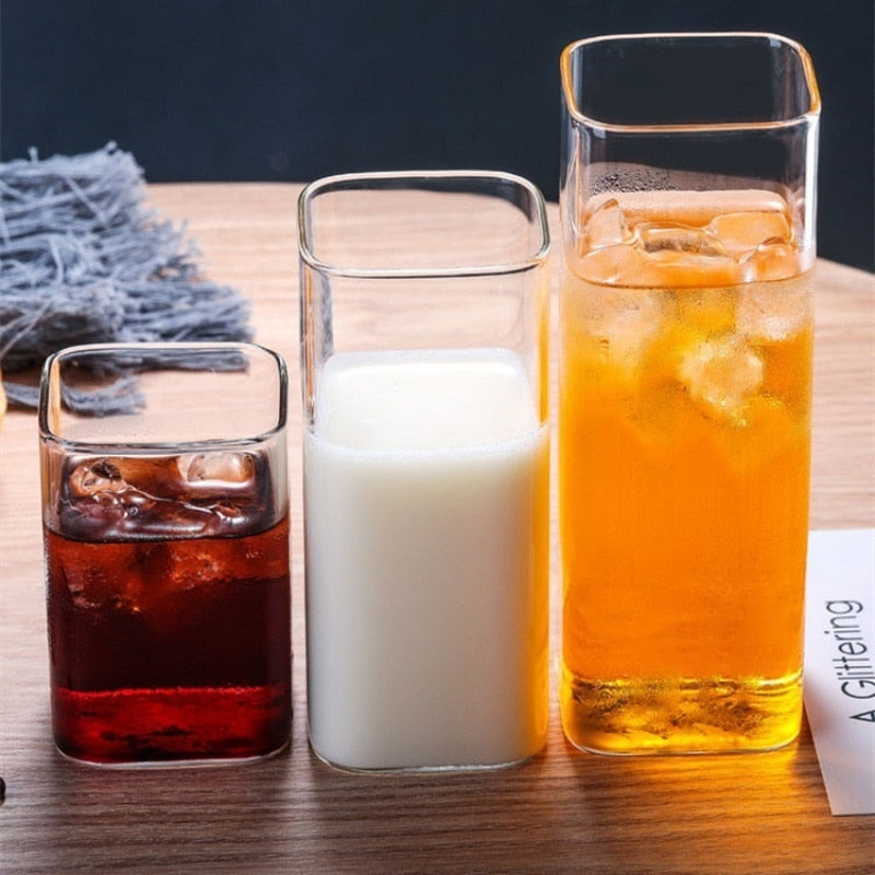 Square Coffee Glass Mug Cups