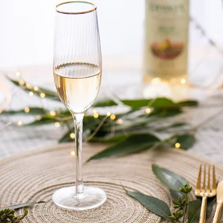Champagne/ Wine Glasses with Gold Rim