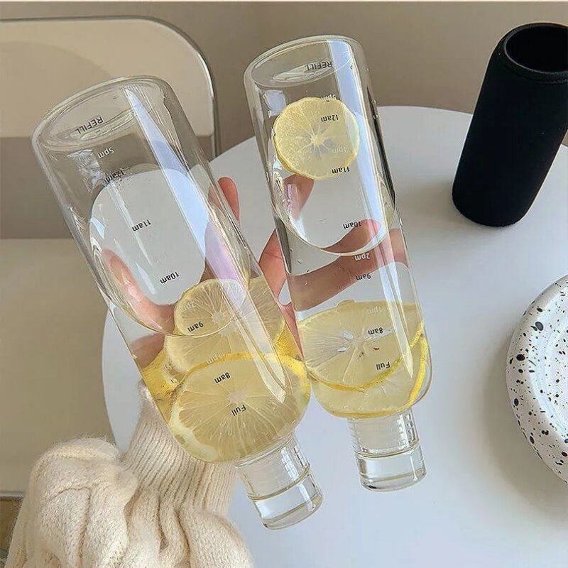 700ml Transparent Plastic Water Bottle with Time Scale