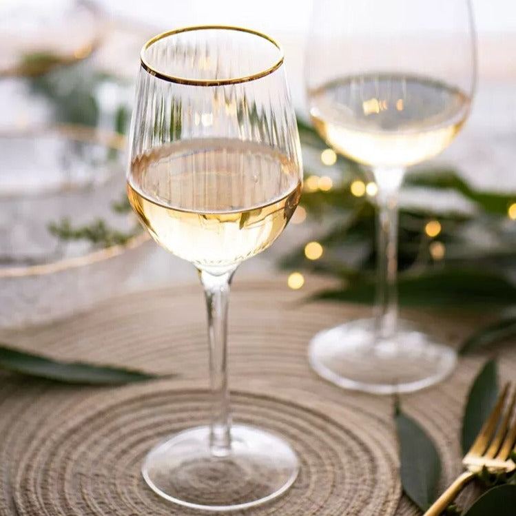Champagne/ Wine Glasses with Gold Rim