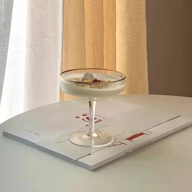 Elegant Martini/ Champagne Glass with Gold Rim