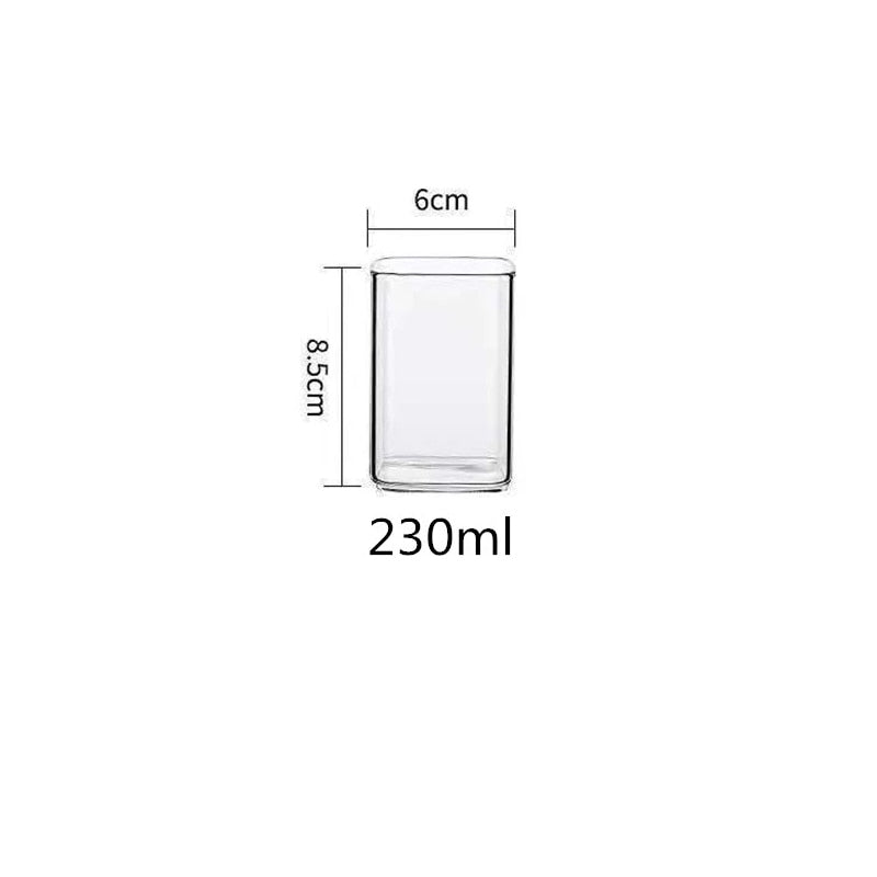 Square Coffee Glass Mug Cups
