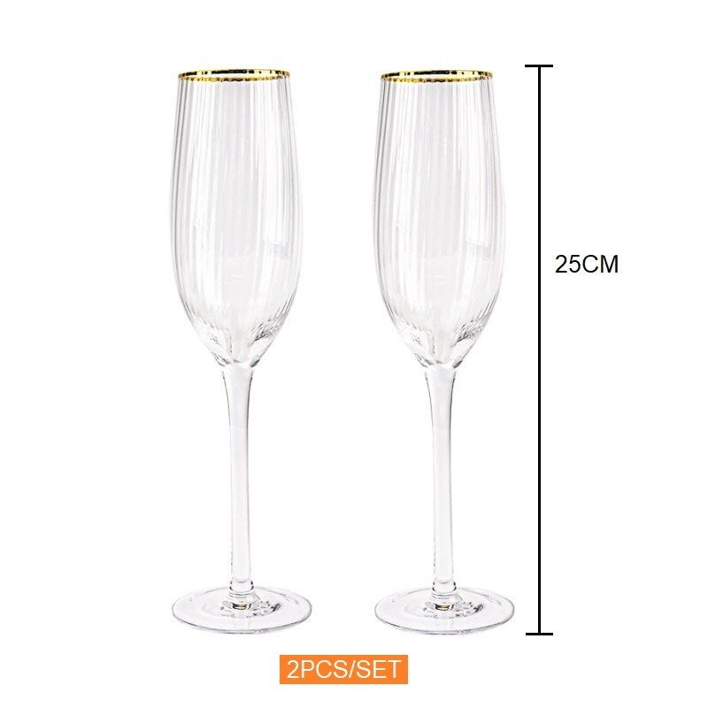 Champagne/ Wine Glasses with Gold Rim
