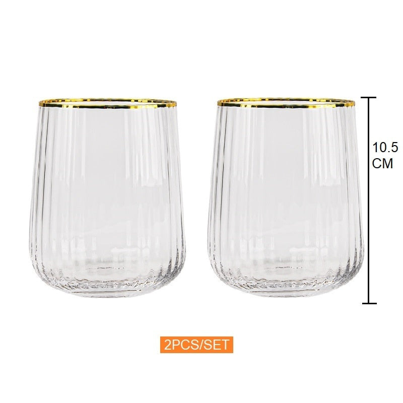 Champagne/ Wine Glasses with Gold Rim