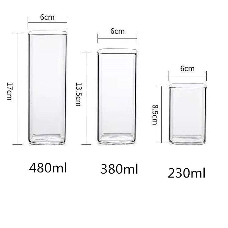 Square Coffee Glass Mug Cups