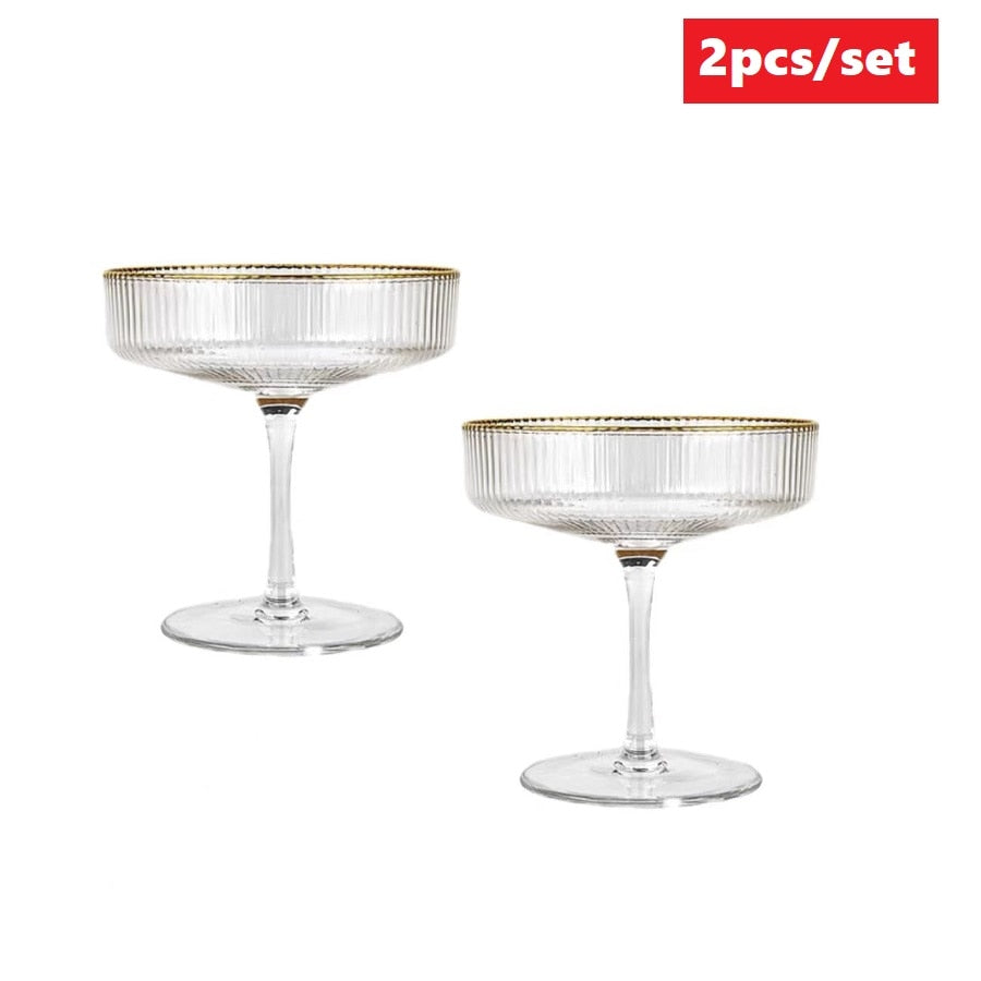 Elegant Martini/ Champagne Glass with Gold Rim