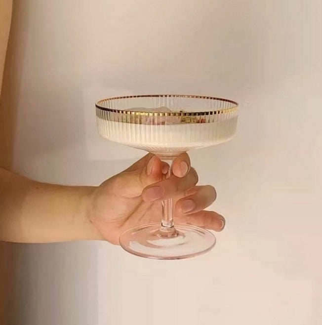 Elegant Martini/ Champagne Glass with Gold Rim