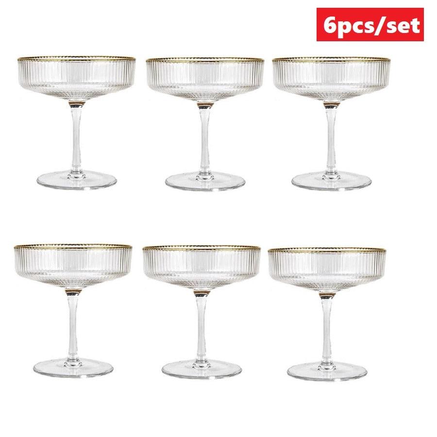 Elegant Martini/ Champagne Glass with Gold Rim