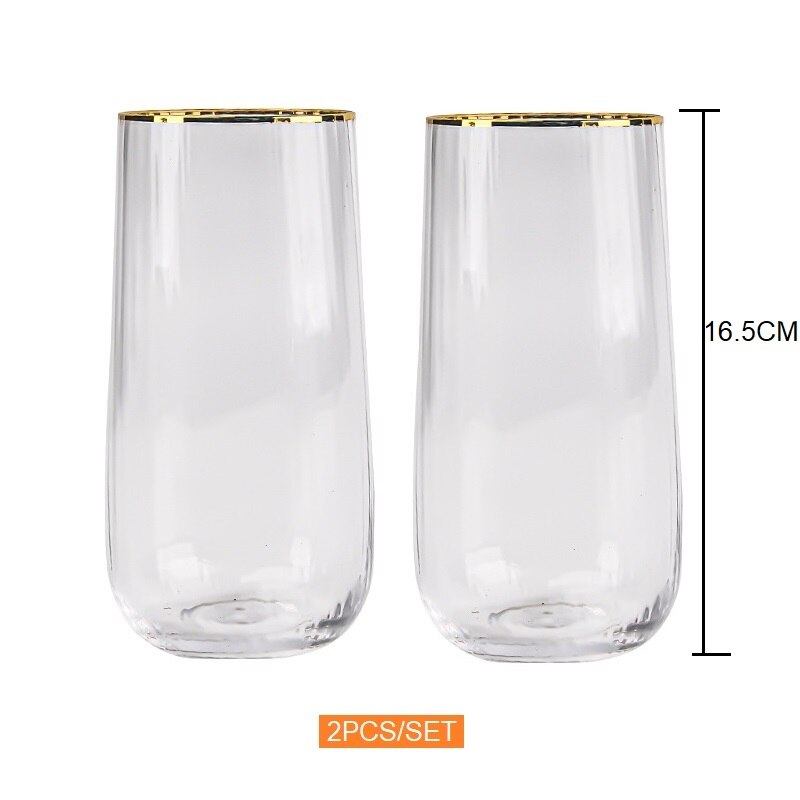 Champagne/ Wine Glasses with Gold Rim