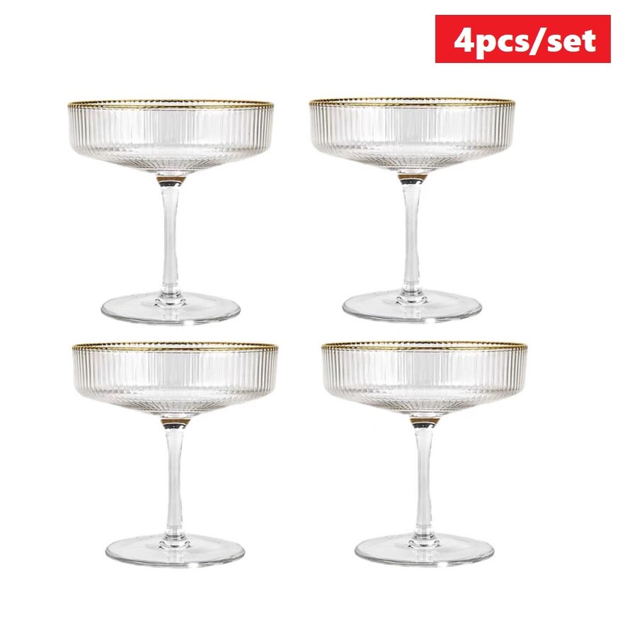 Elegant Martini/ Champagne Glass with Gold Rim